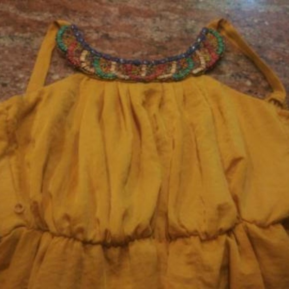 BOHO   Junior Size 9 Sleeveless dress  mustard - Picture 2 of 4
